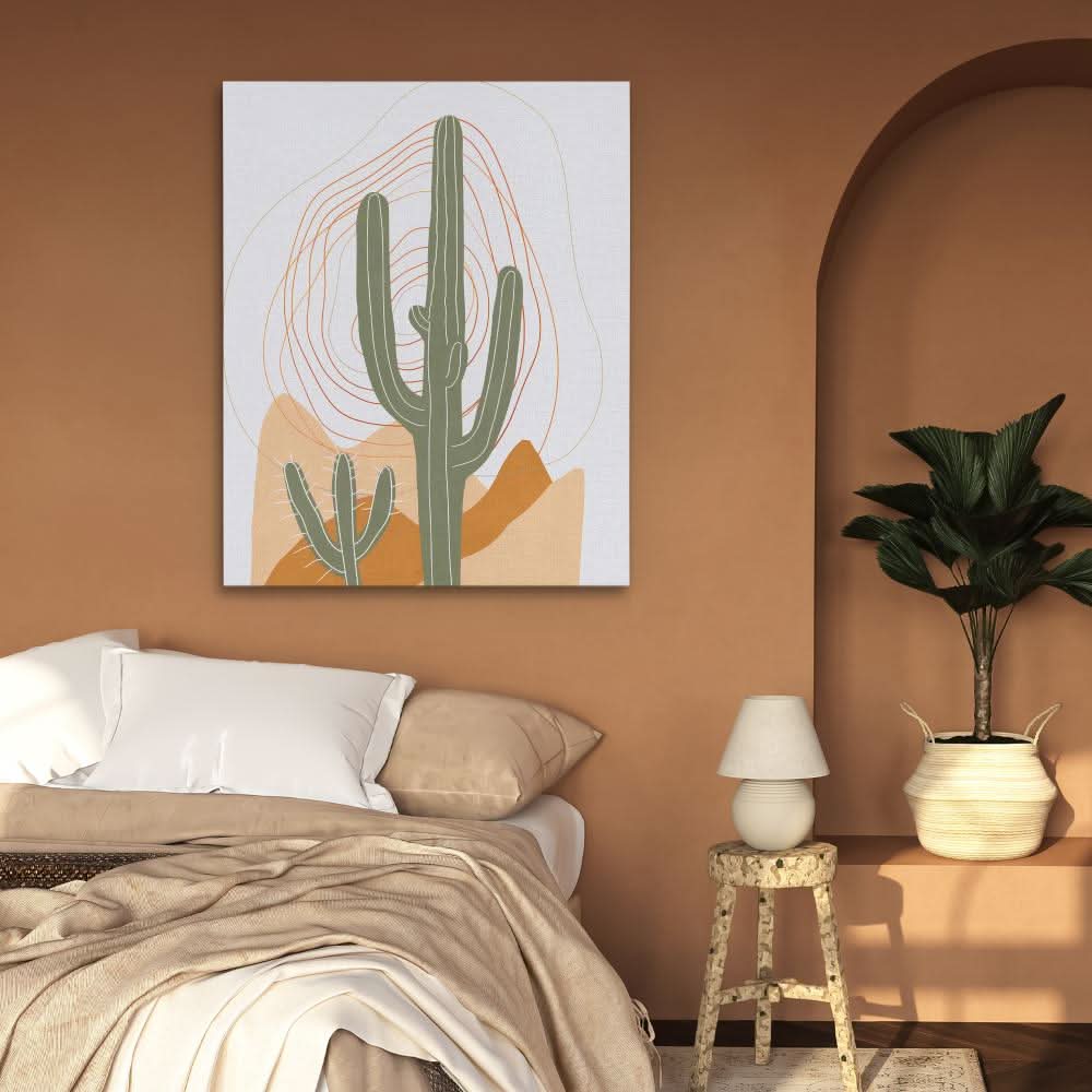 Figurative Cactus - Brown Wall Art for Dining Room