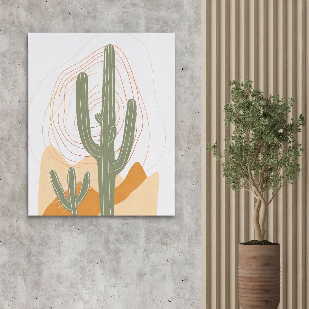 Figurative Cactus - Brown Nature Canvas Print