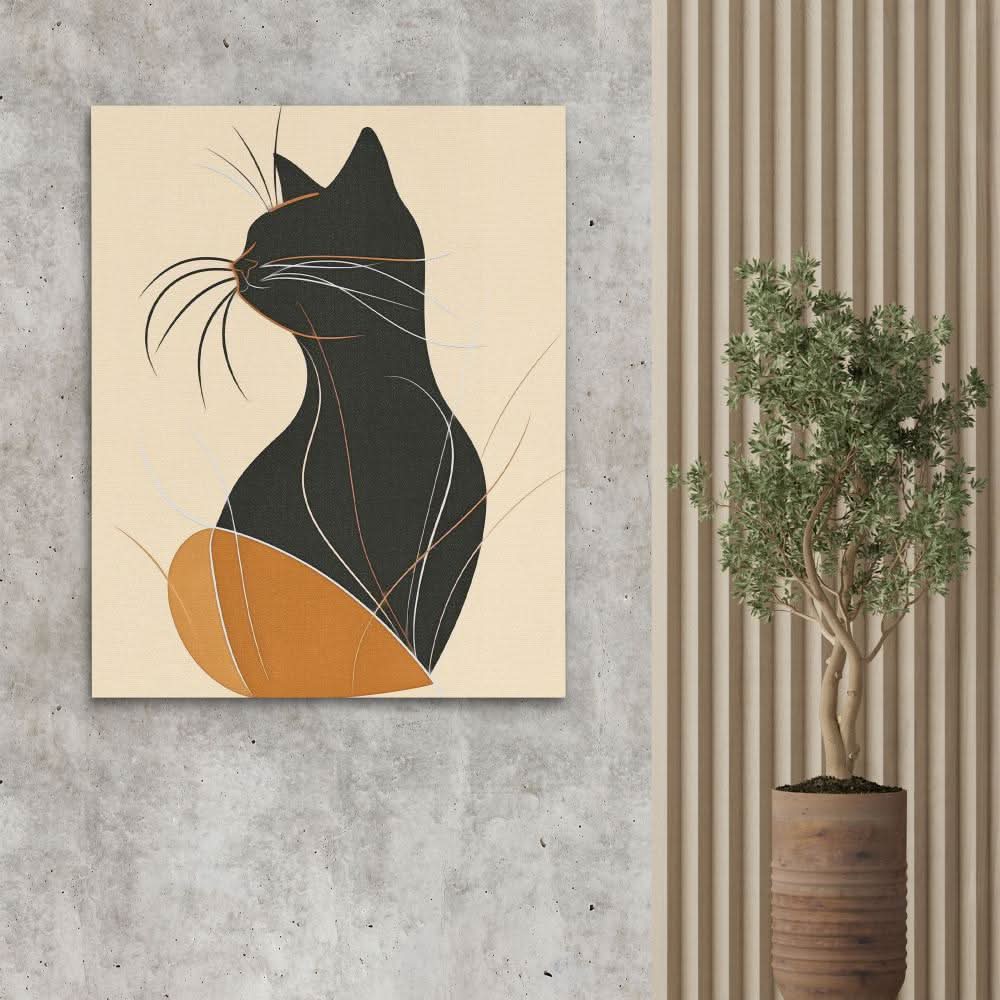 Figurative Feline - Beige Cat Canvas Print