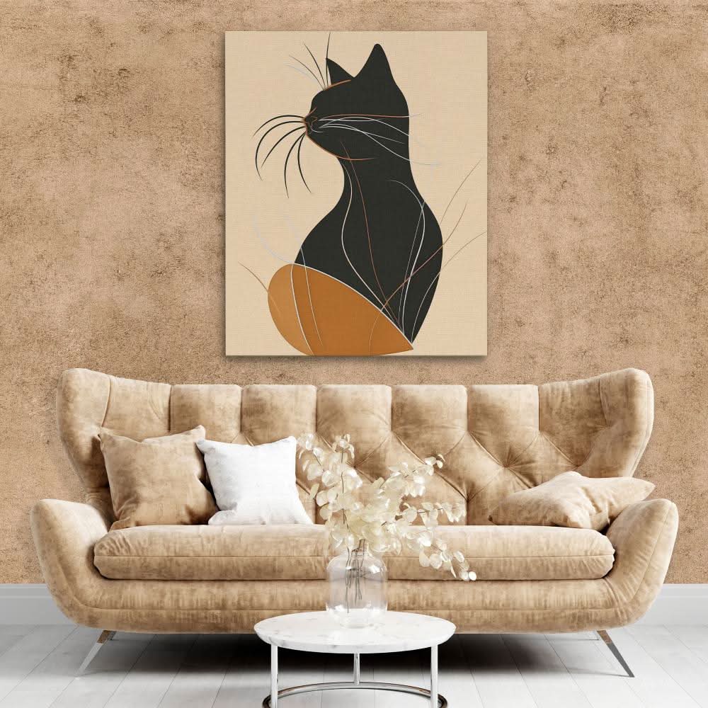 Figurative Feline - Large Abstract Canvas Print