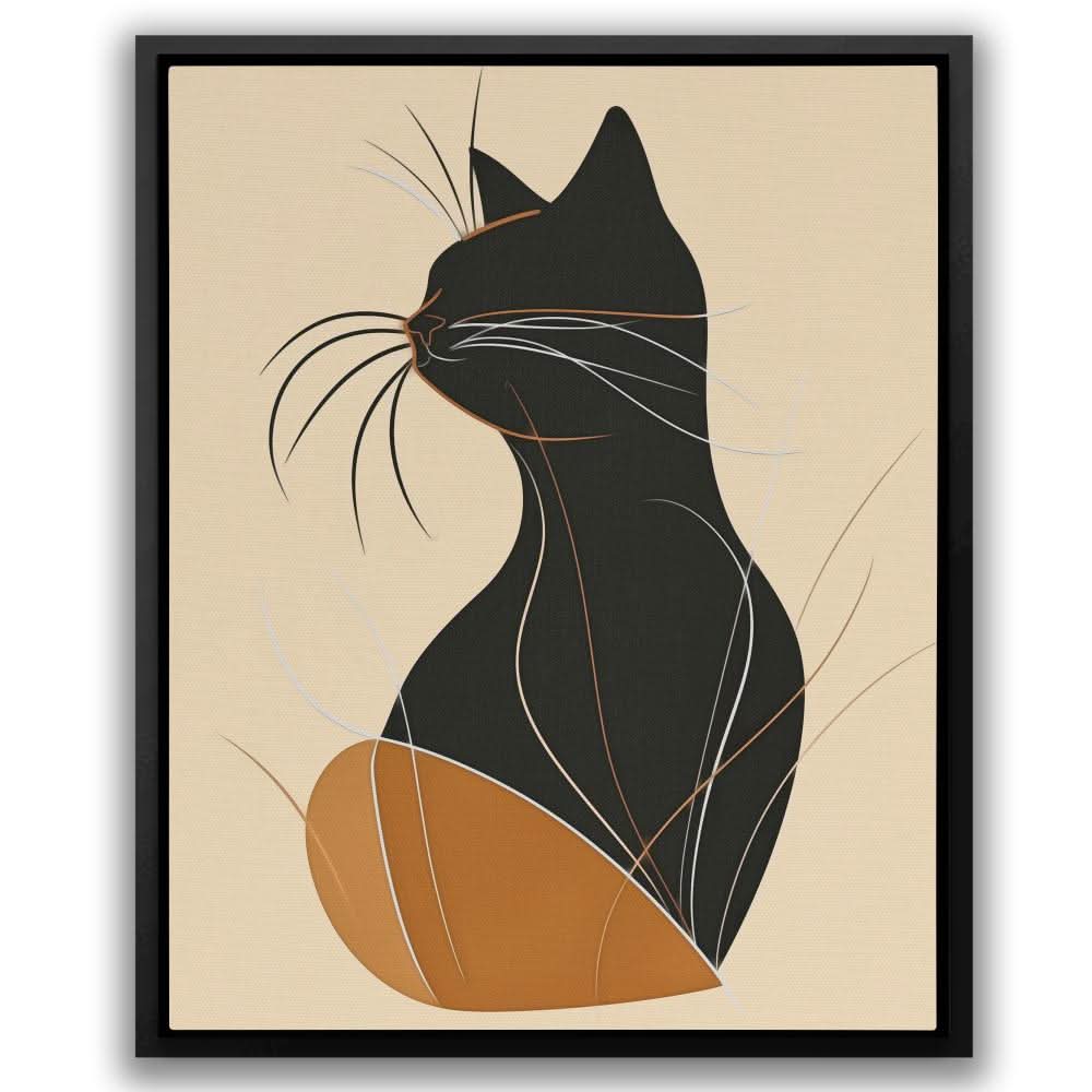 Figurative Feline - Cat Wall Art in Black Frame