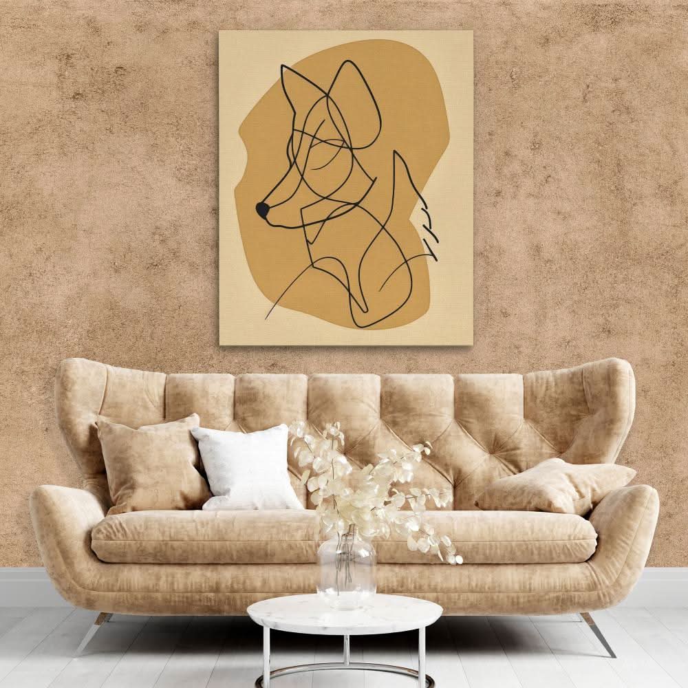 Figurative Fox - Abstract Neutral Canvas Wall Art