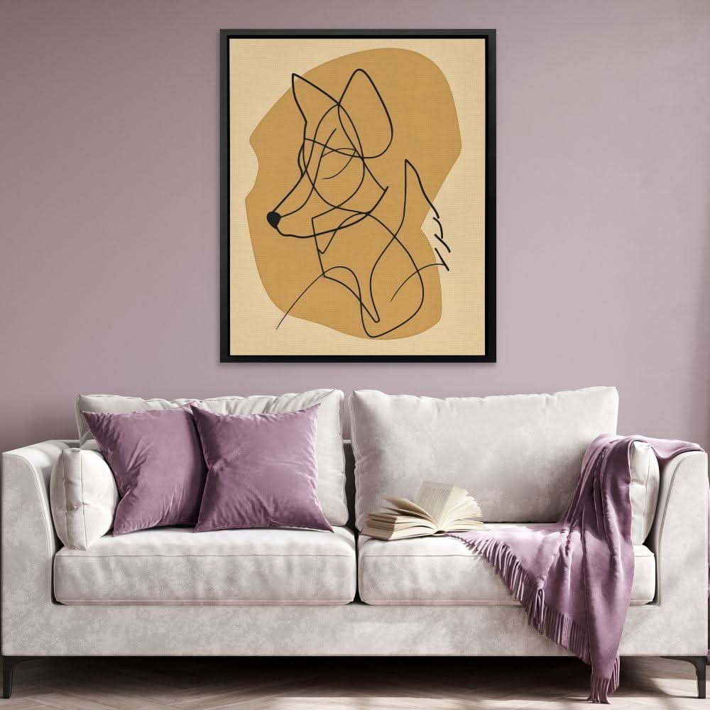 Figurative Fox - Doodle Wall Art in Black Frame