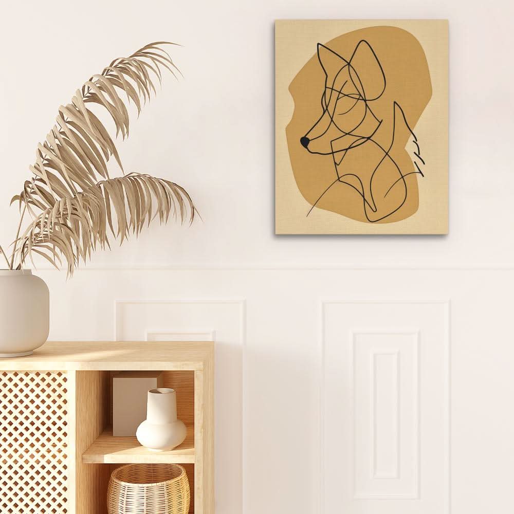 Figurative Fox - Abstract Wall Art in Black Frame