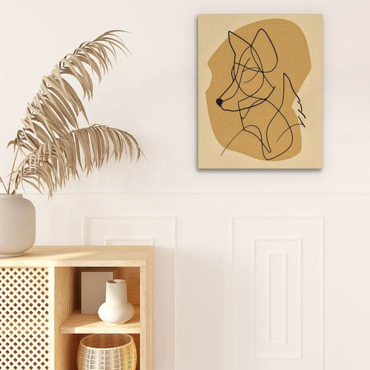 Figurative Fox - Abstract Wall Art in Black Frame