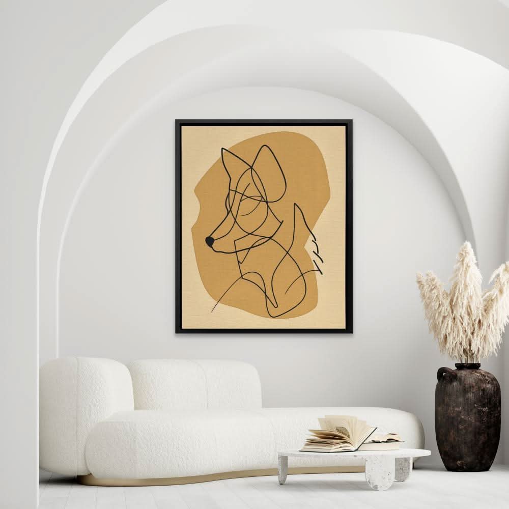 Figurative Fox - Neutral Doodle Canvas Print