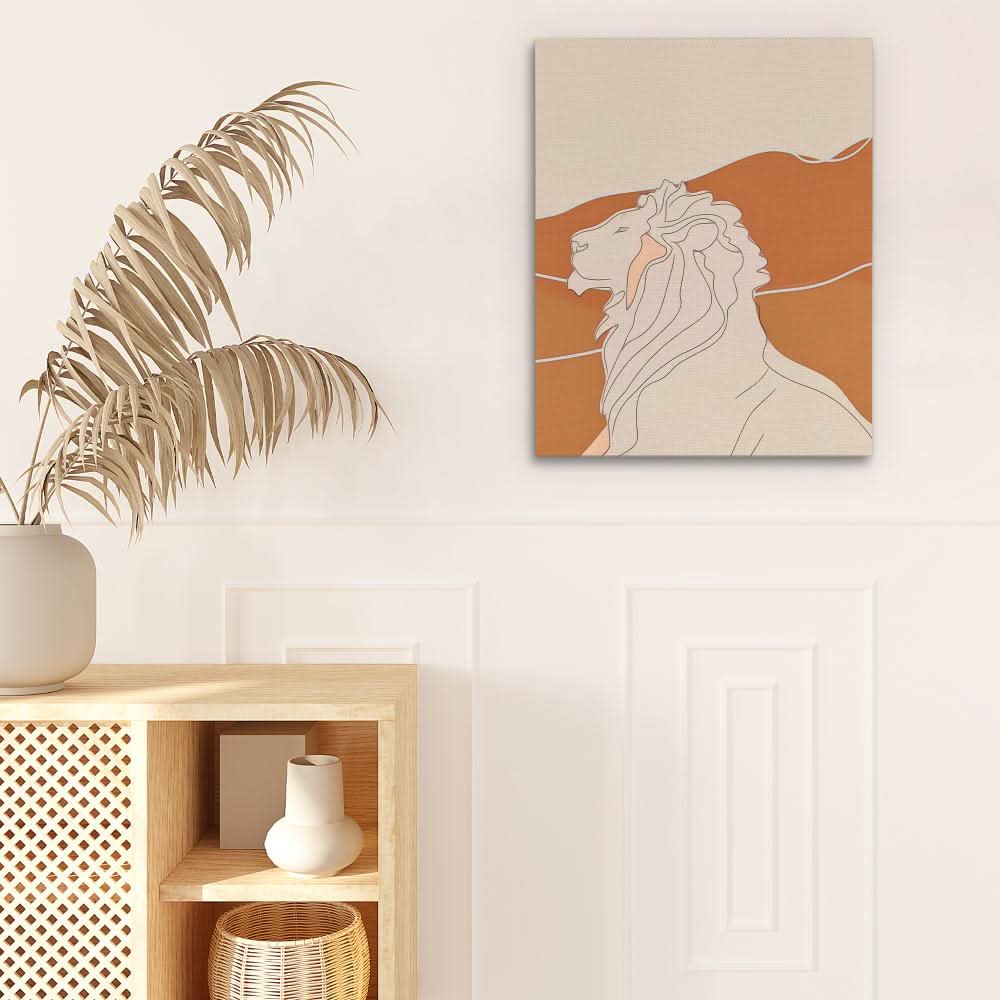 Figurative Lion - Beige Nature Canvas Print