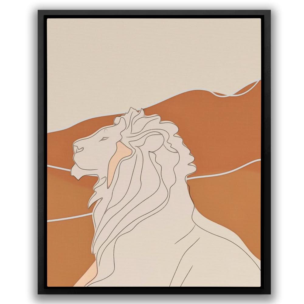 Figurative Lion - Nature Wall Art in Black Frame
