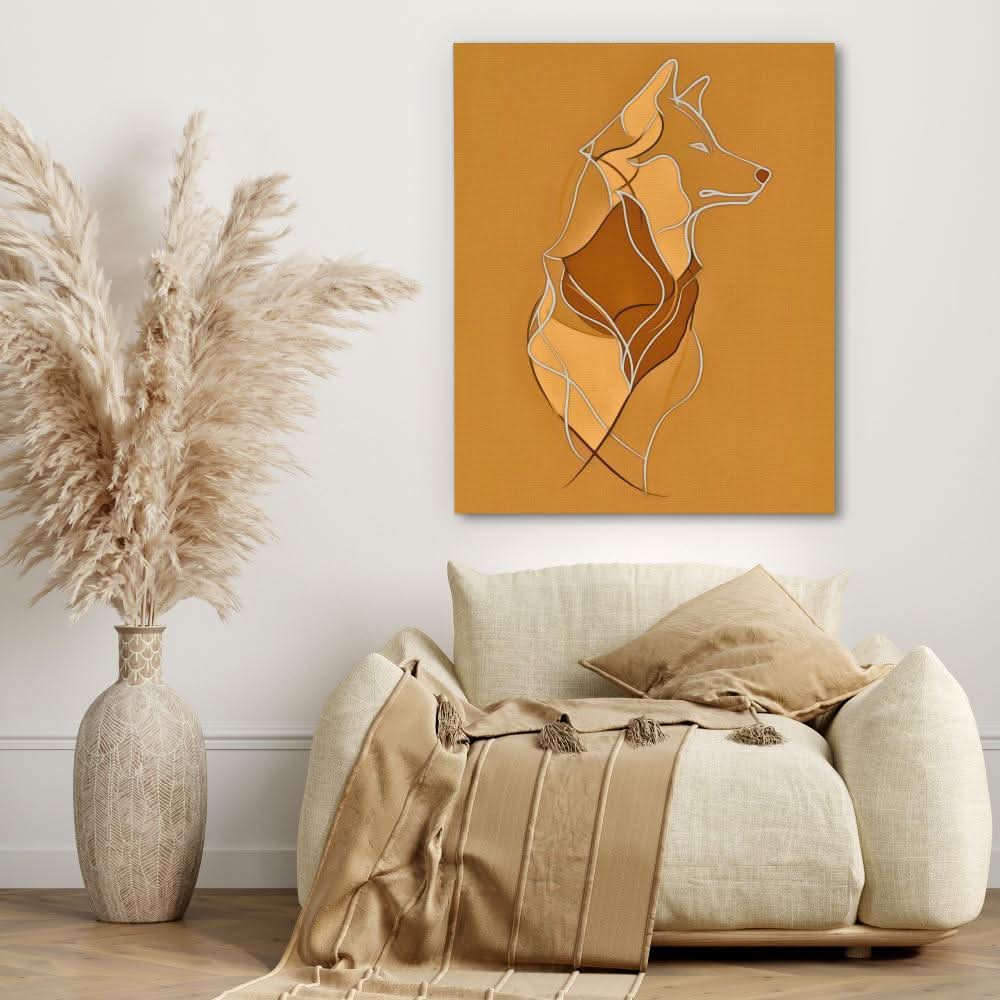 Figurative Wolf - Brown Wall Art for Dining Room