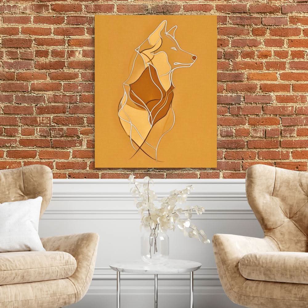 Figurative Wolf - Nature Wall Art in Black Frame