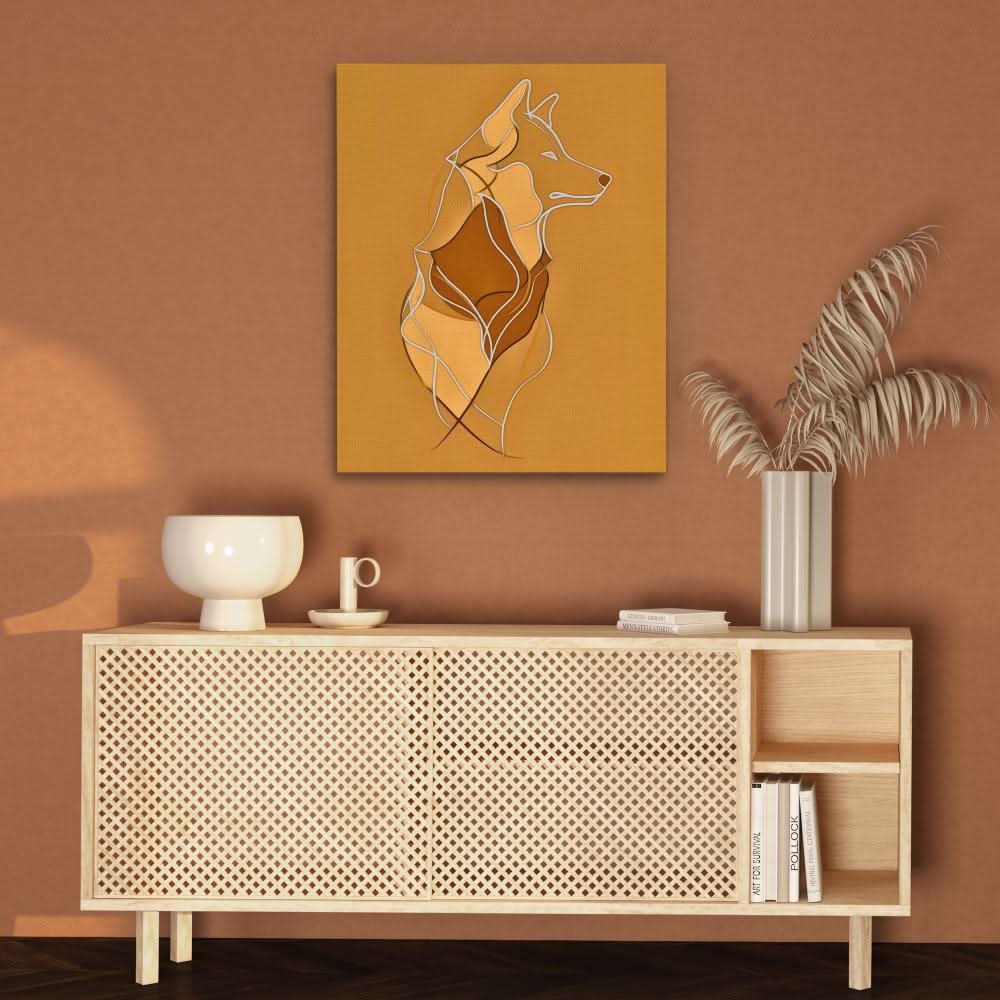 Figurative Wolf - Abstract Wall Art in Black Frame