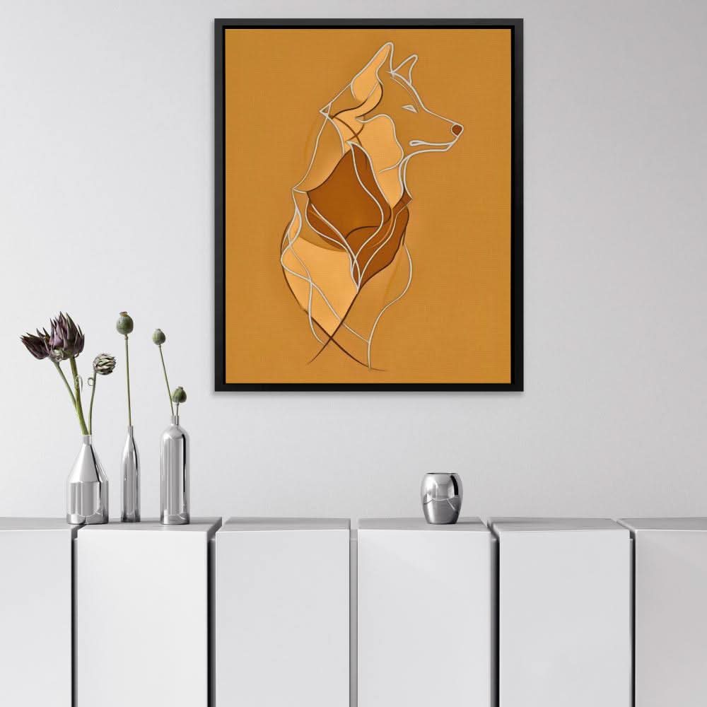 Figurative Wolf - Minimalist Earth Tones Canvas Wall Art