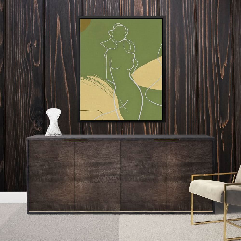 Figure of a Goddess - Green Wall Art for Home Office