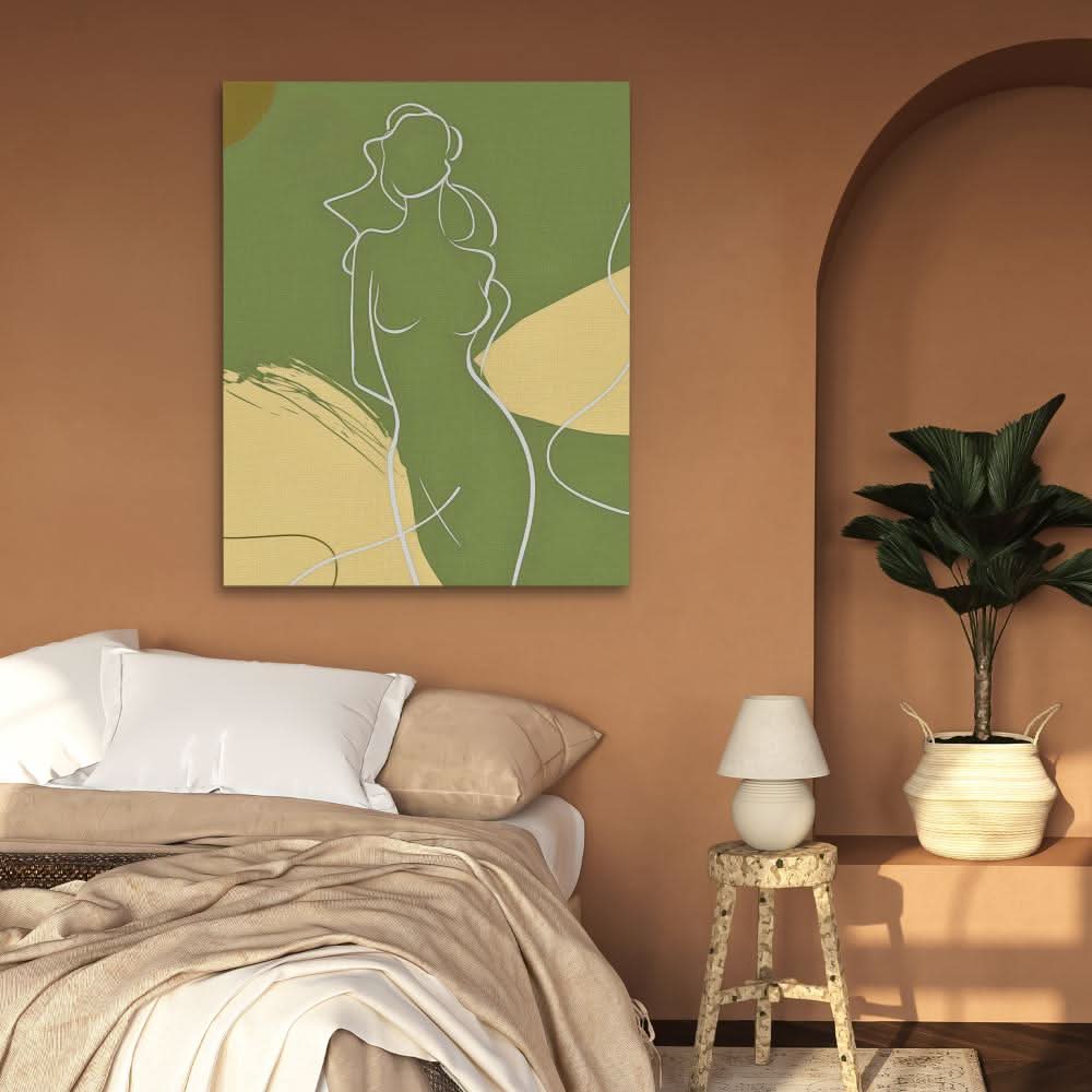 Figure of a Goddess - Green Spiritual Canvas Print