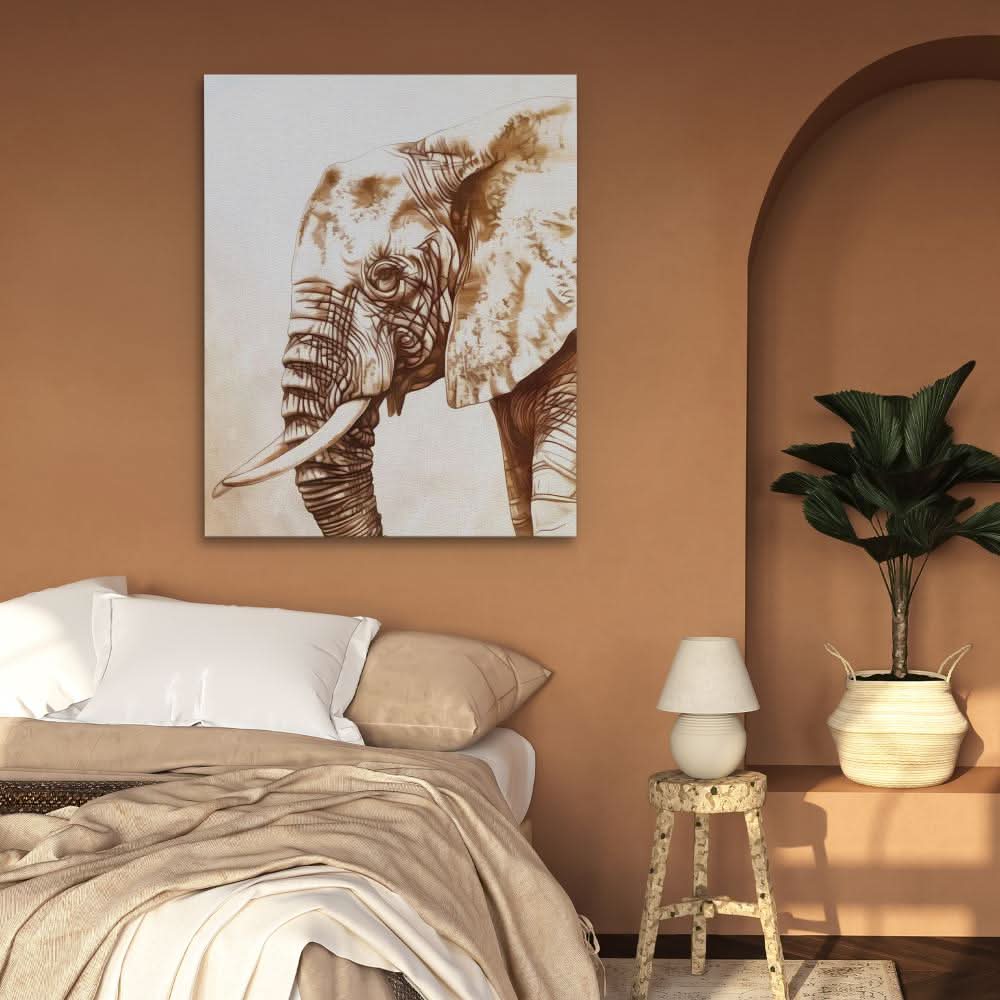 Figure of an Elephant - Elephant Wall Art in Black Frame