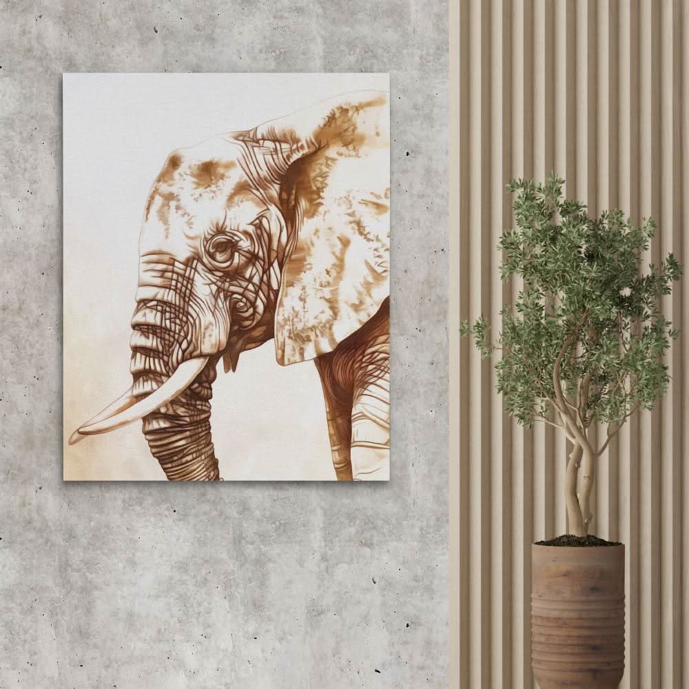 Figure of an Elephant - Beige Elephant Canvas Print
