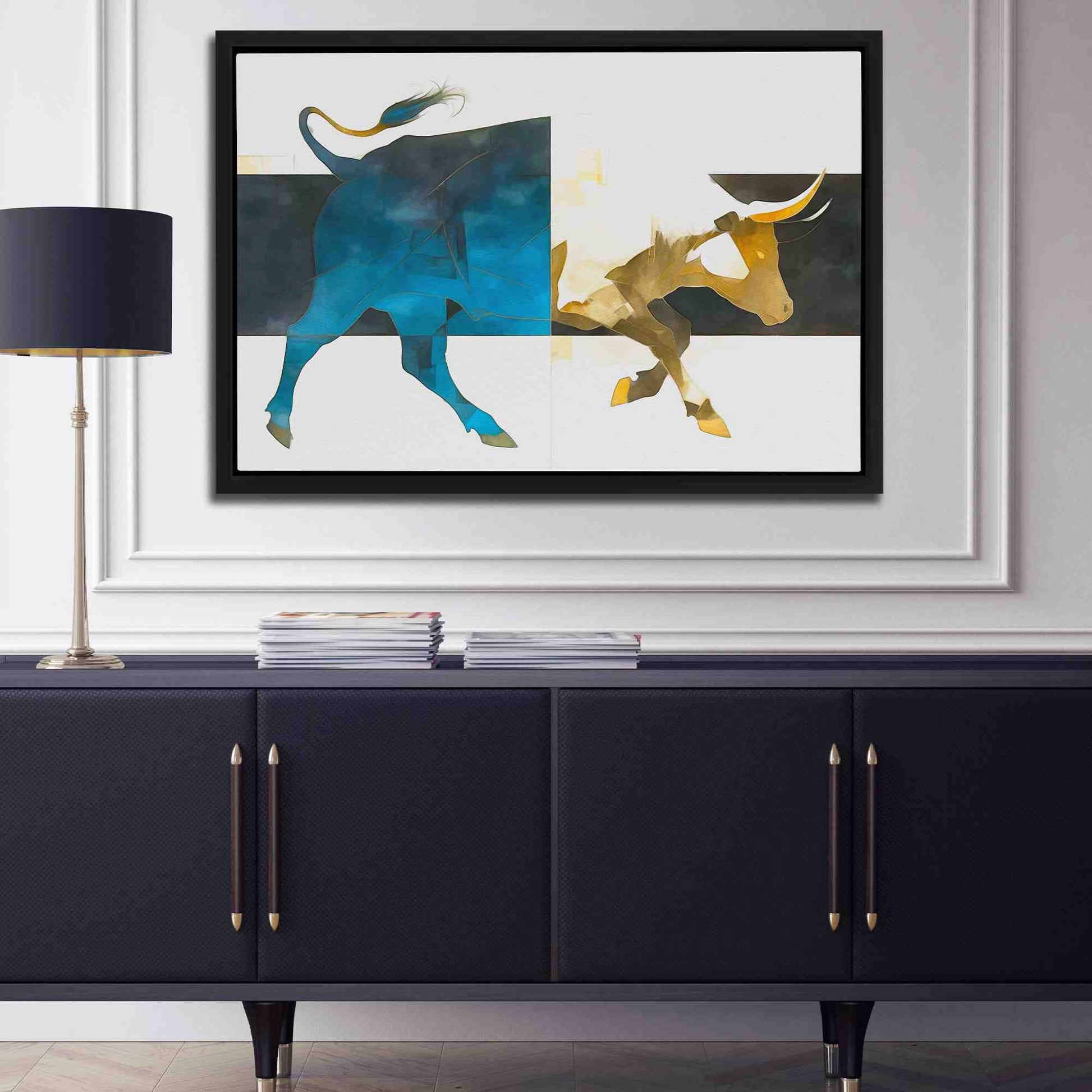 Financial Fortress - Abstract Wall Art in Black Frame