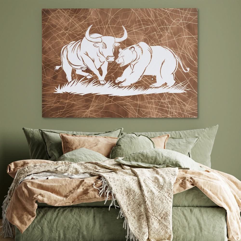 Financial Fury - Bear Wall Art in Black Frame