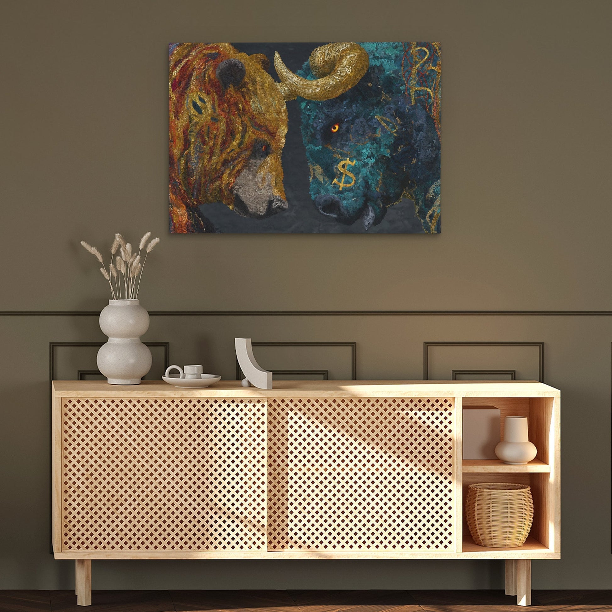 Financial Titans Clash - Luxury Wall Art