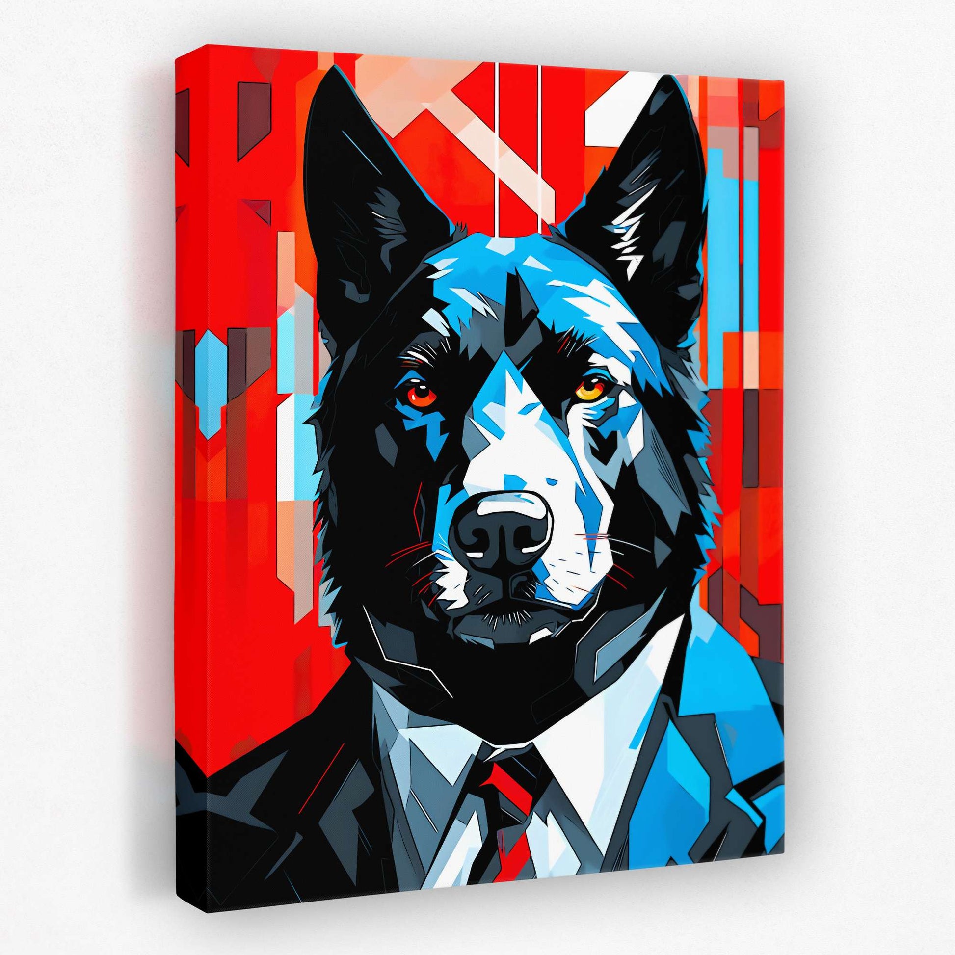 Financial Wolf - Pop Art Wall Art in Black Frame