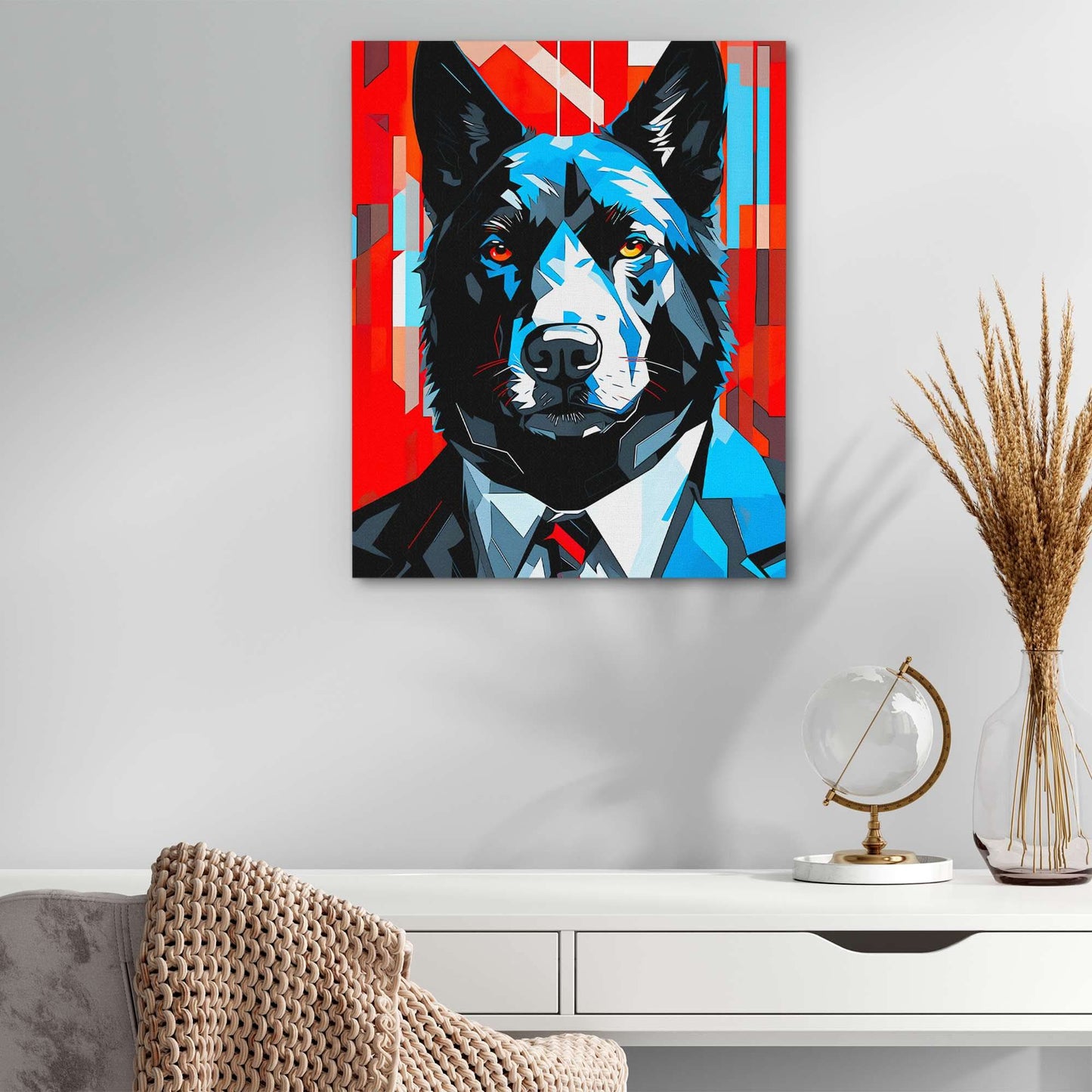 Financial Wolf - Blue Entrepreneur Canvas Print