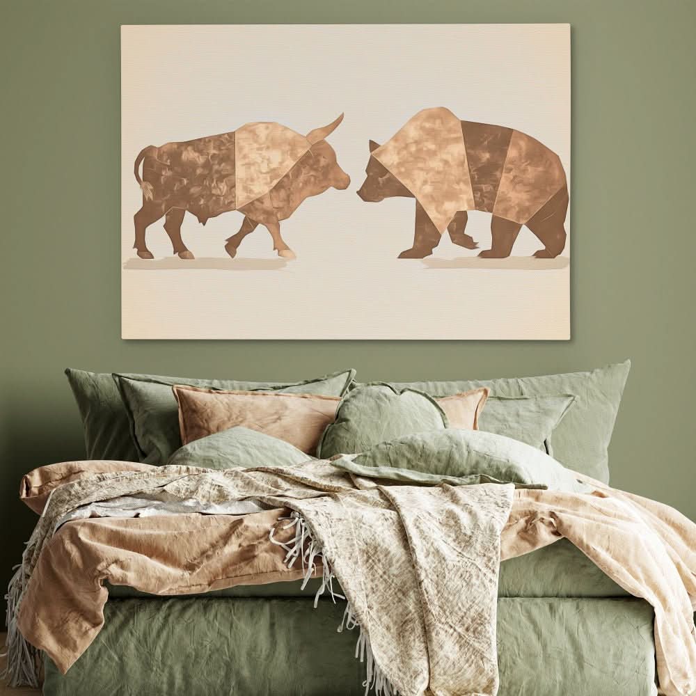 Financial Wrestle - Brown Bull Canvas Print