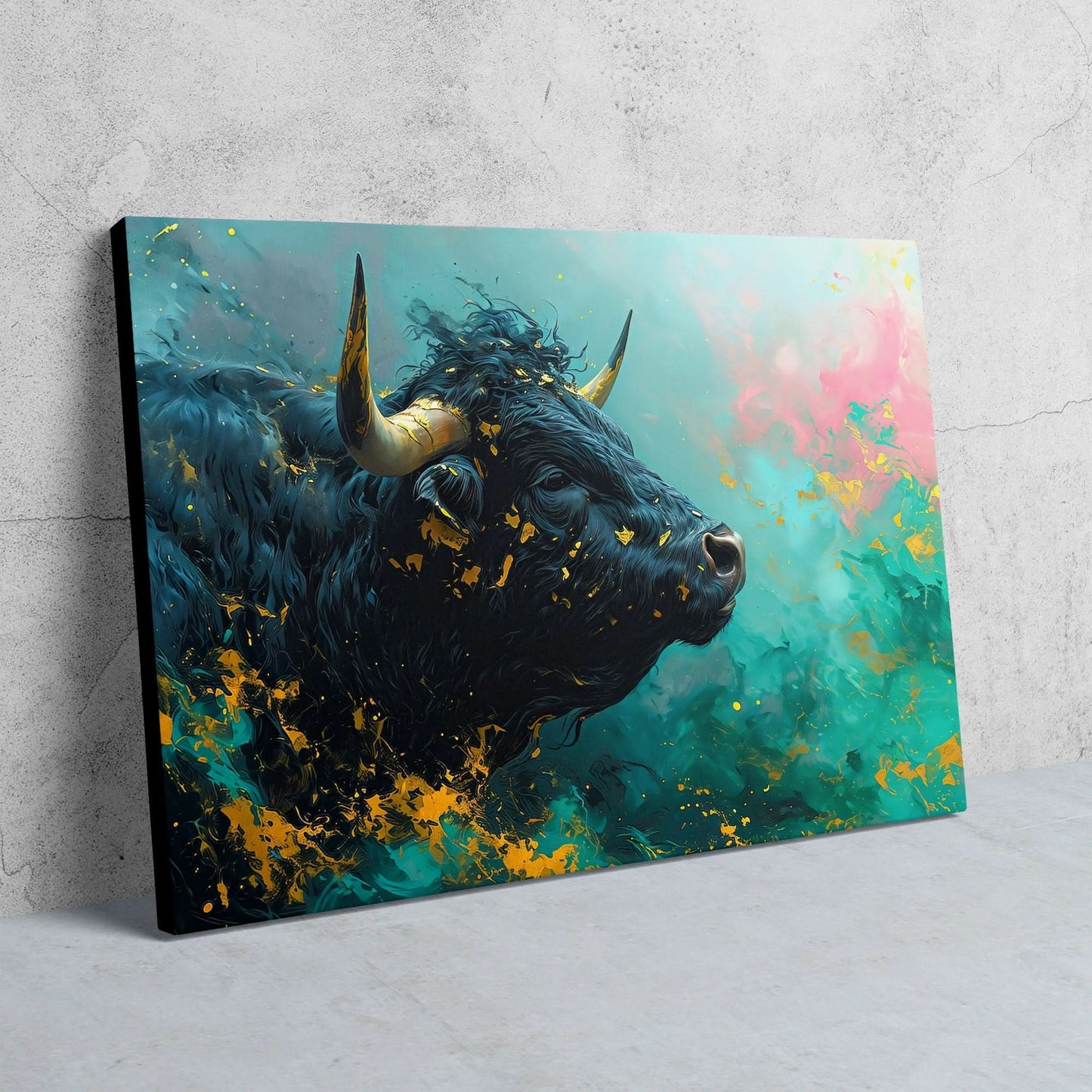Financially Recharged - Bull Wall Art in Black Frame