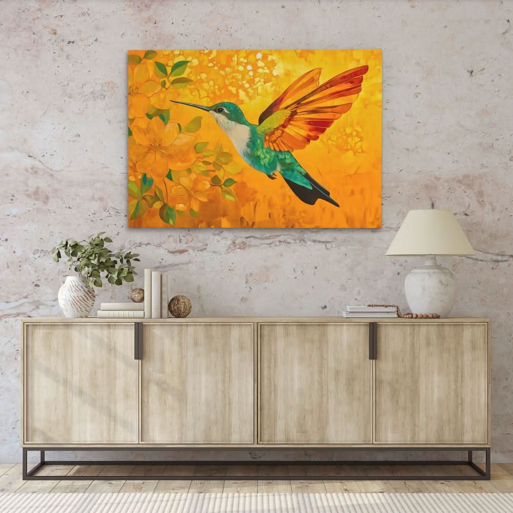 Fireflight Hummer - Bird Art for Hallway