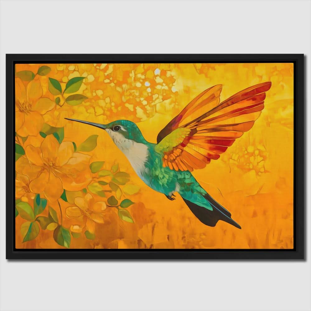Fireflight Hummer - Colorful Floral Canvas Print
