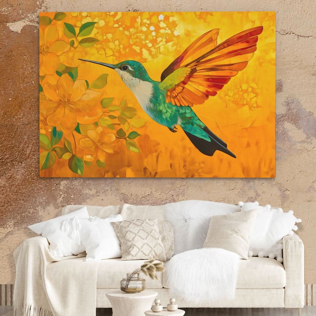 Fireflight Hummer - Colorful Canvas Wall Art