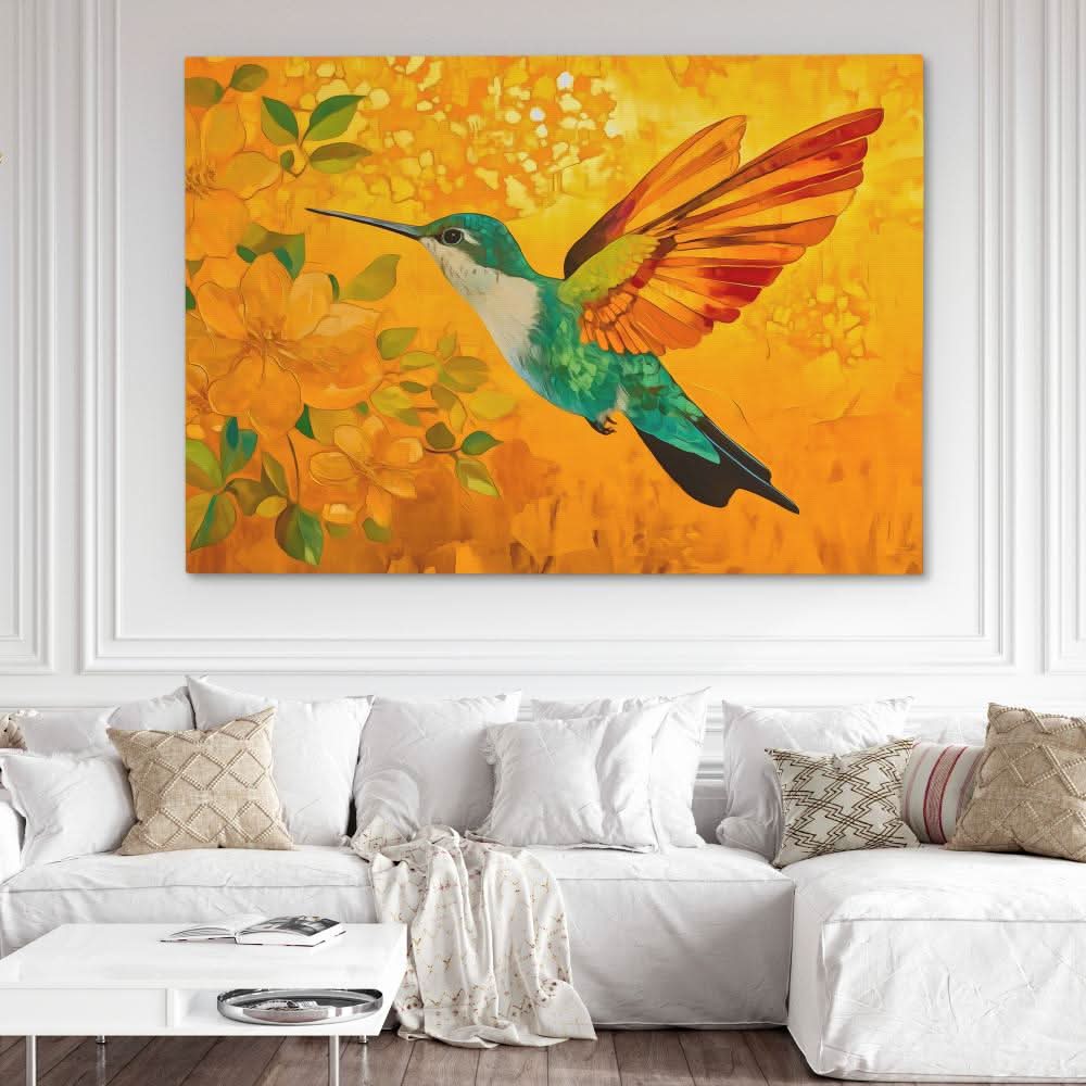 Fireflight Hummer - Colorful Wall Art for Kitchen