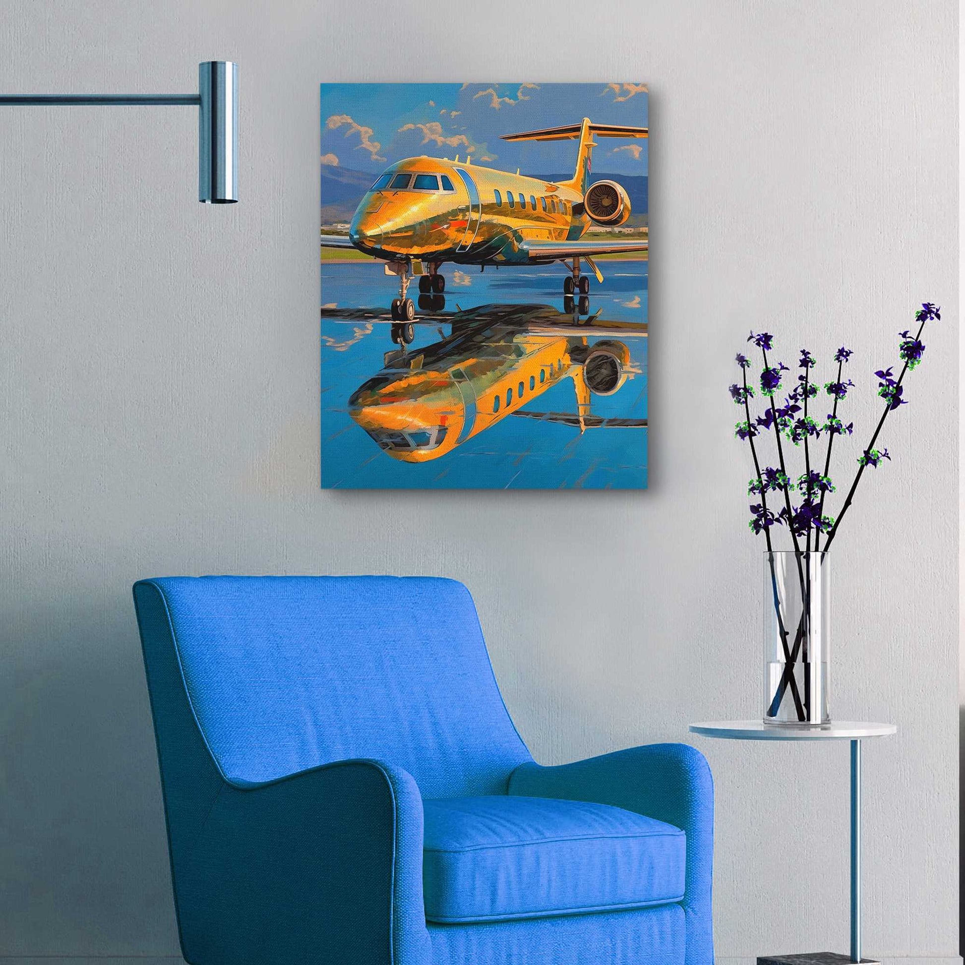 First Class Flight - Blue Canvas Wall Art