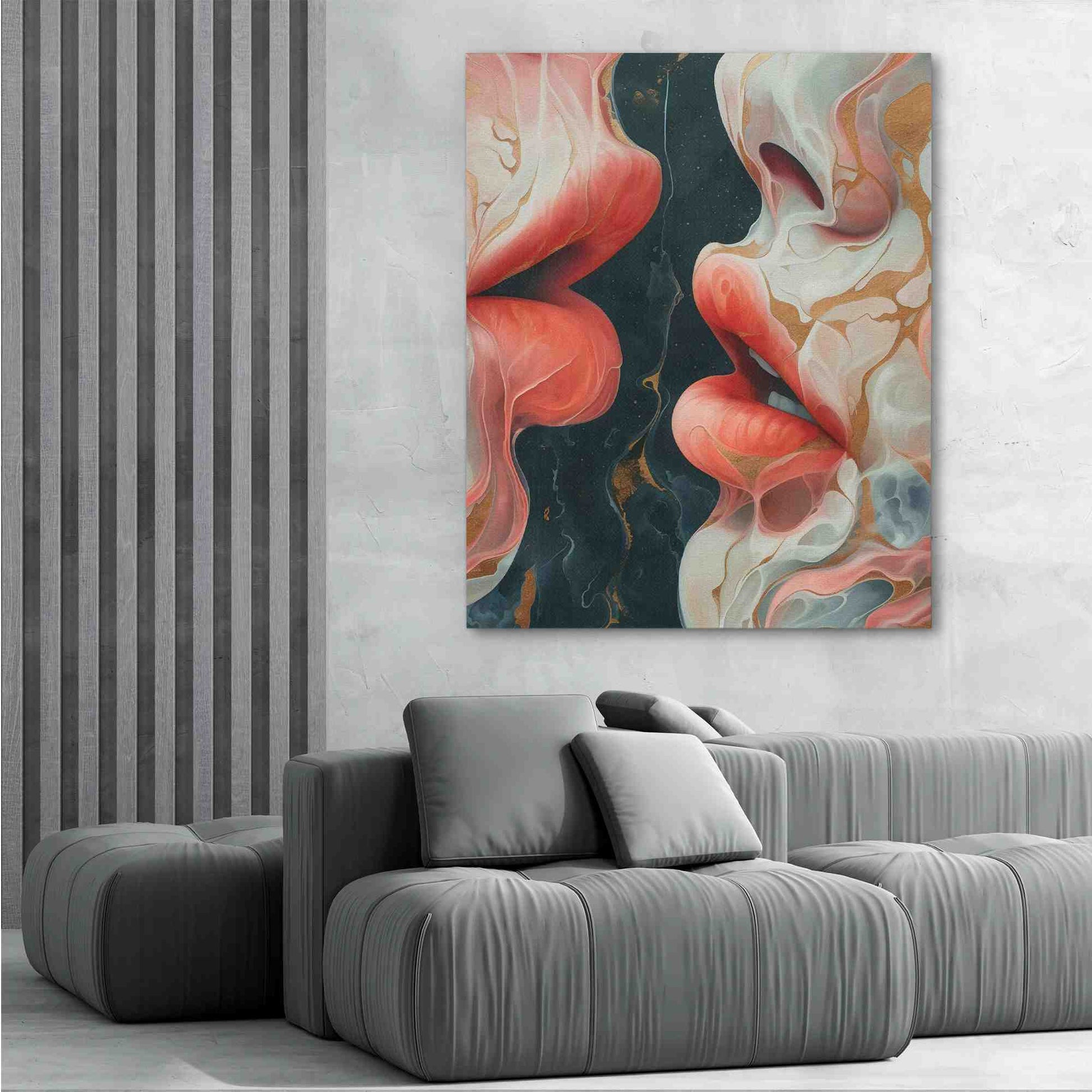 First Kiss - Wall Art in Black Frame