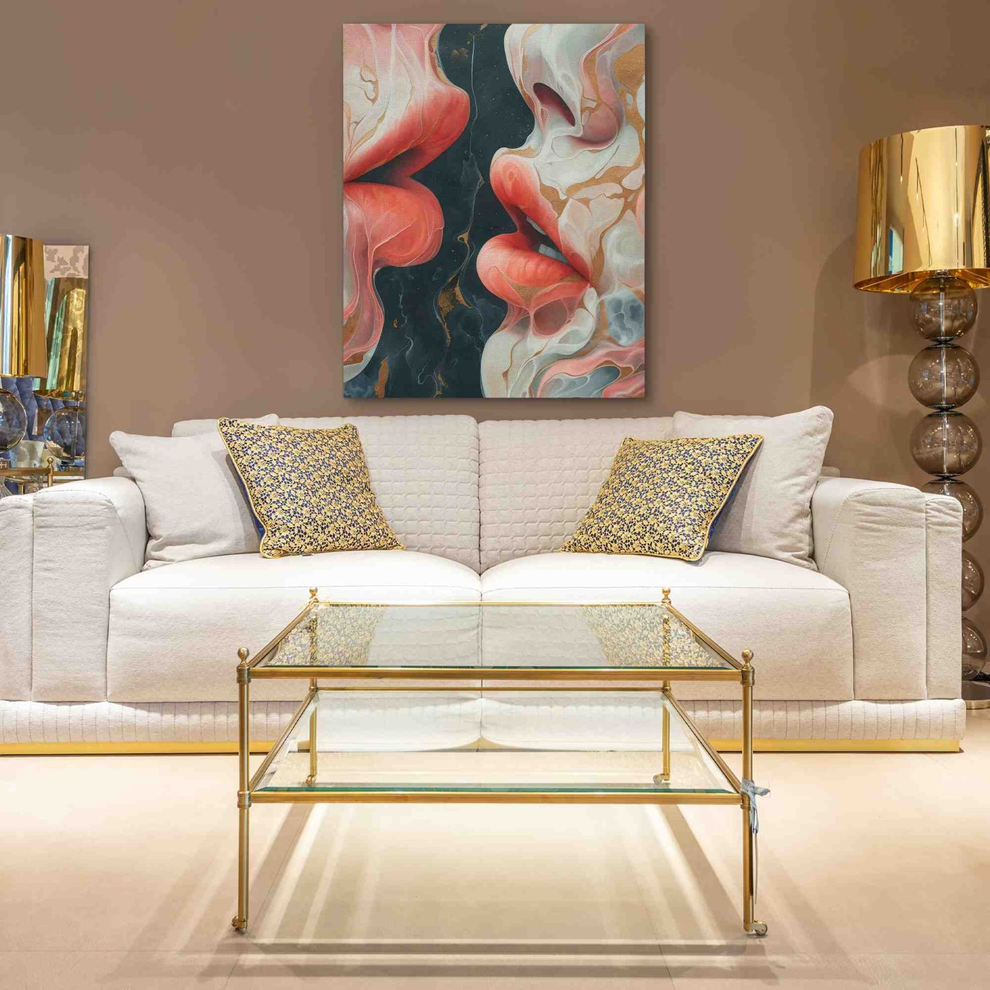 First Kiss - Gold Canvas Wall Art