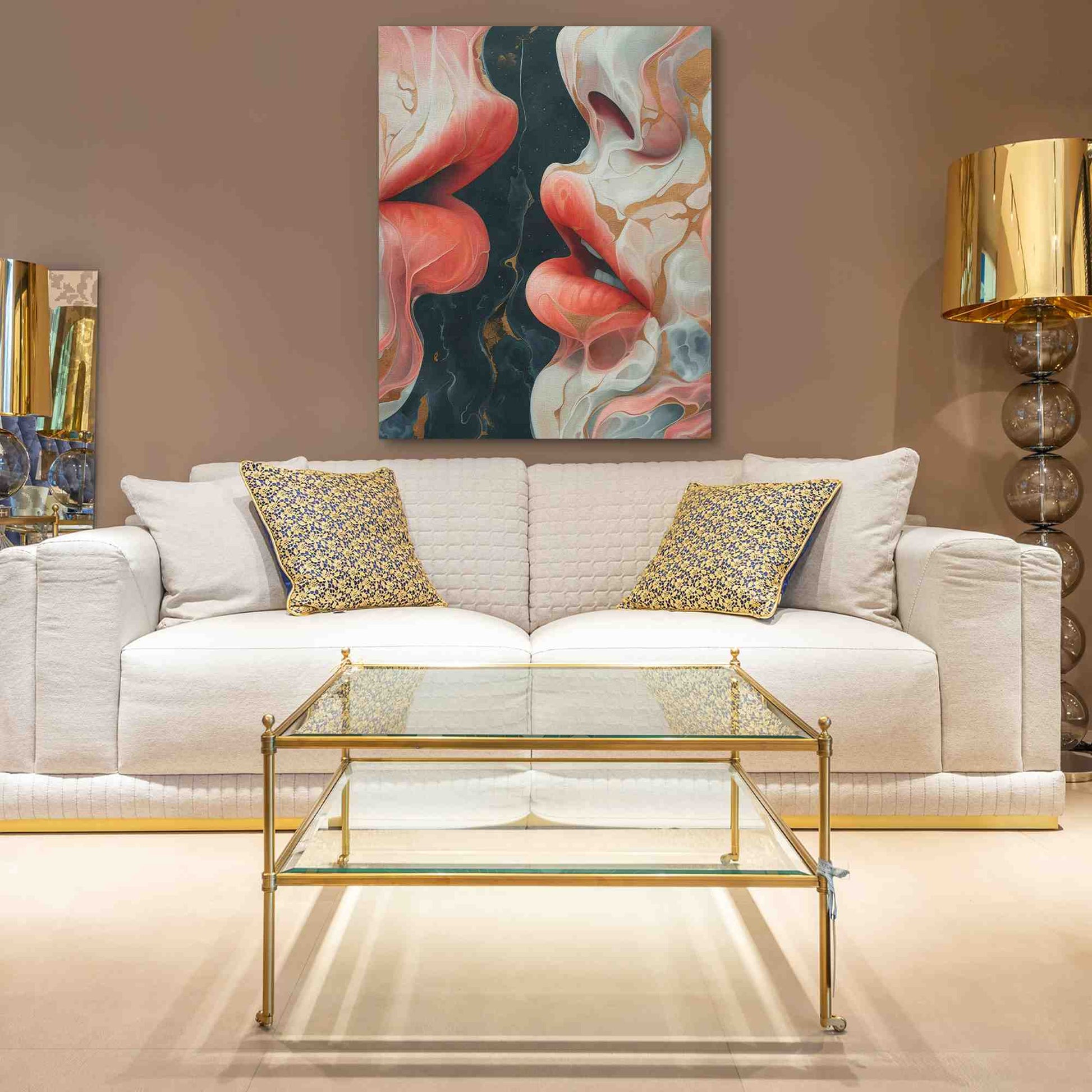 First Kiss - Gold Canvas Wall Art