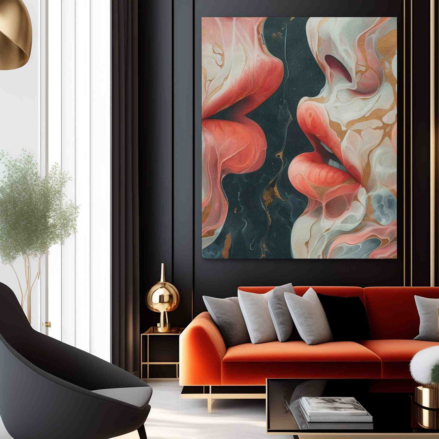 First Kiss - Gold Wall Art