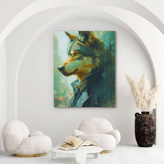 Fiscal Wolf - Wall Art in Black Frame