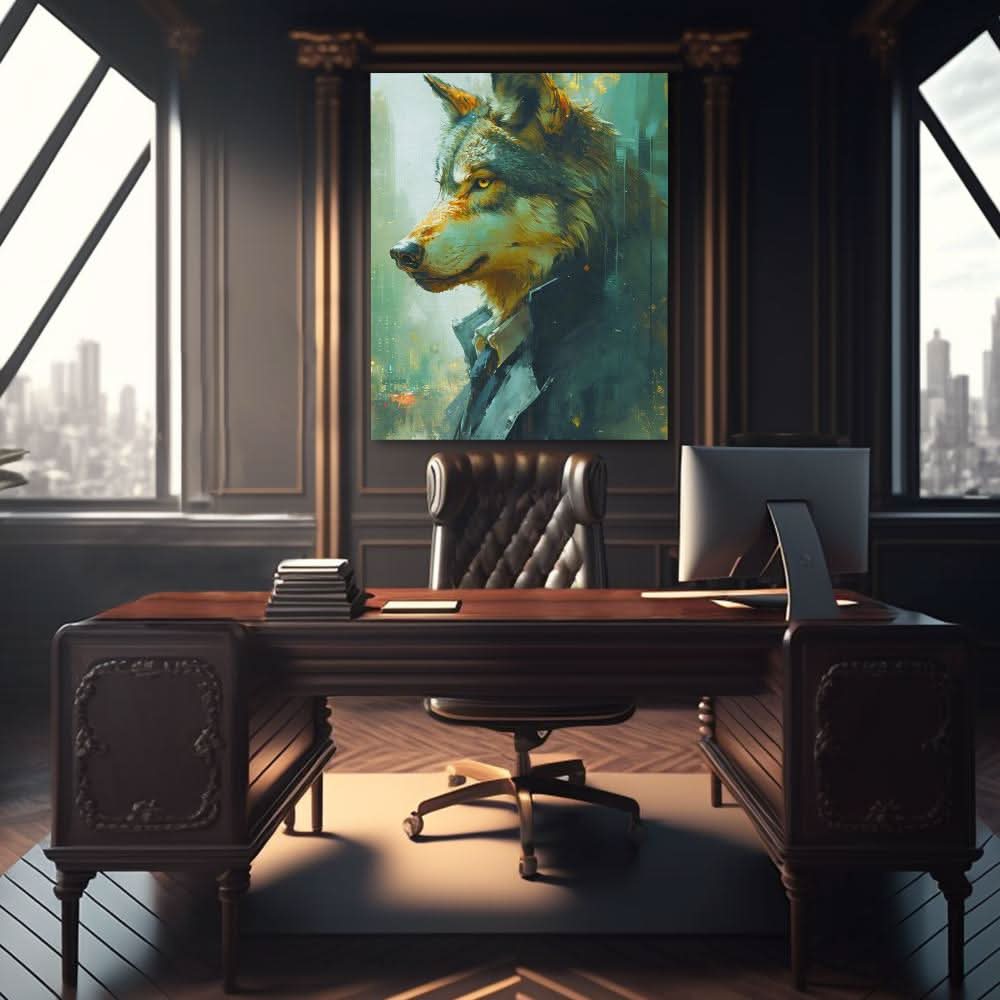 Fiscal Wolf - Large Canvas Print