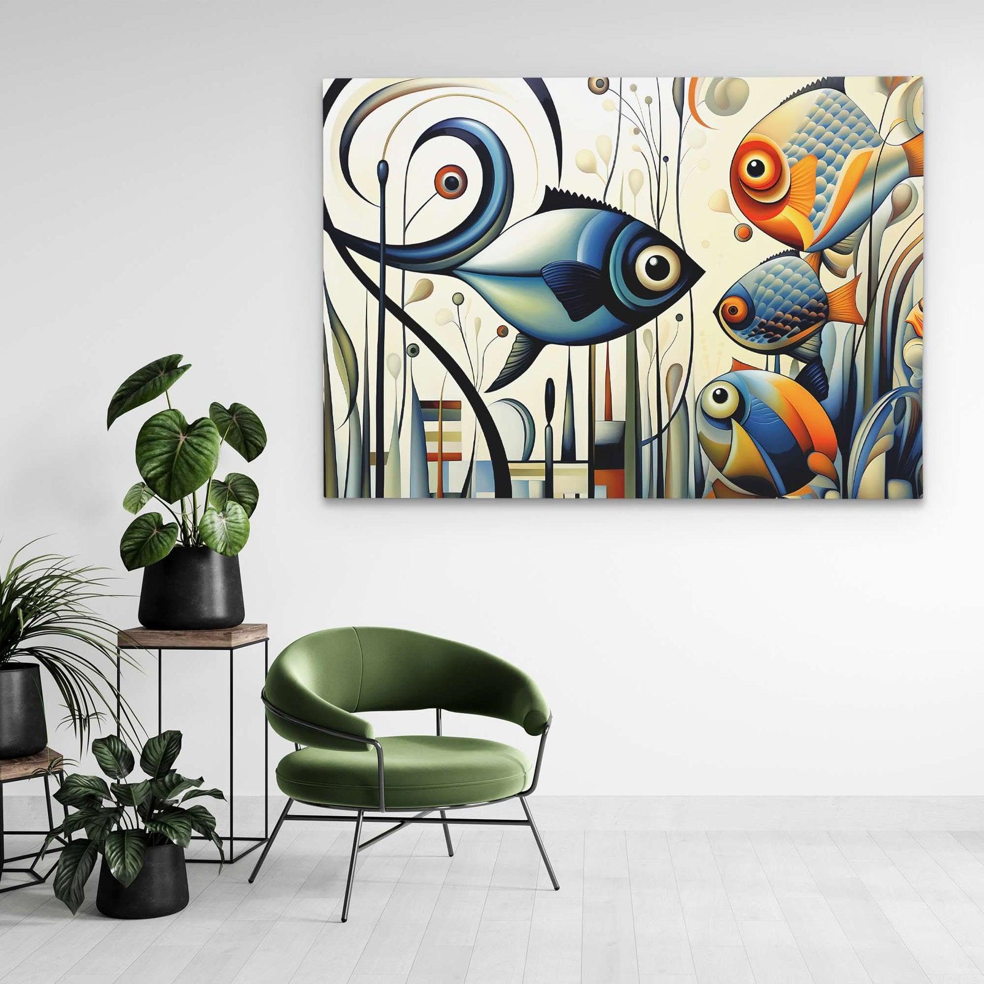 Fish Friends - Large Abstract Canvas Print