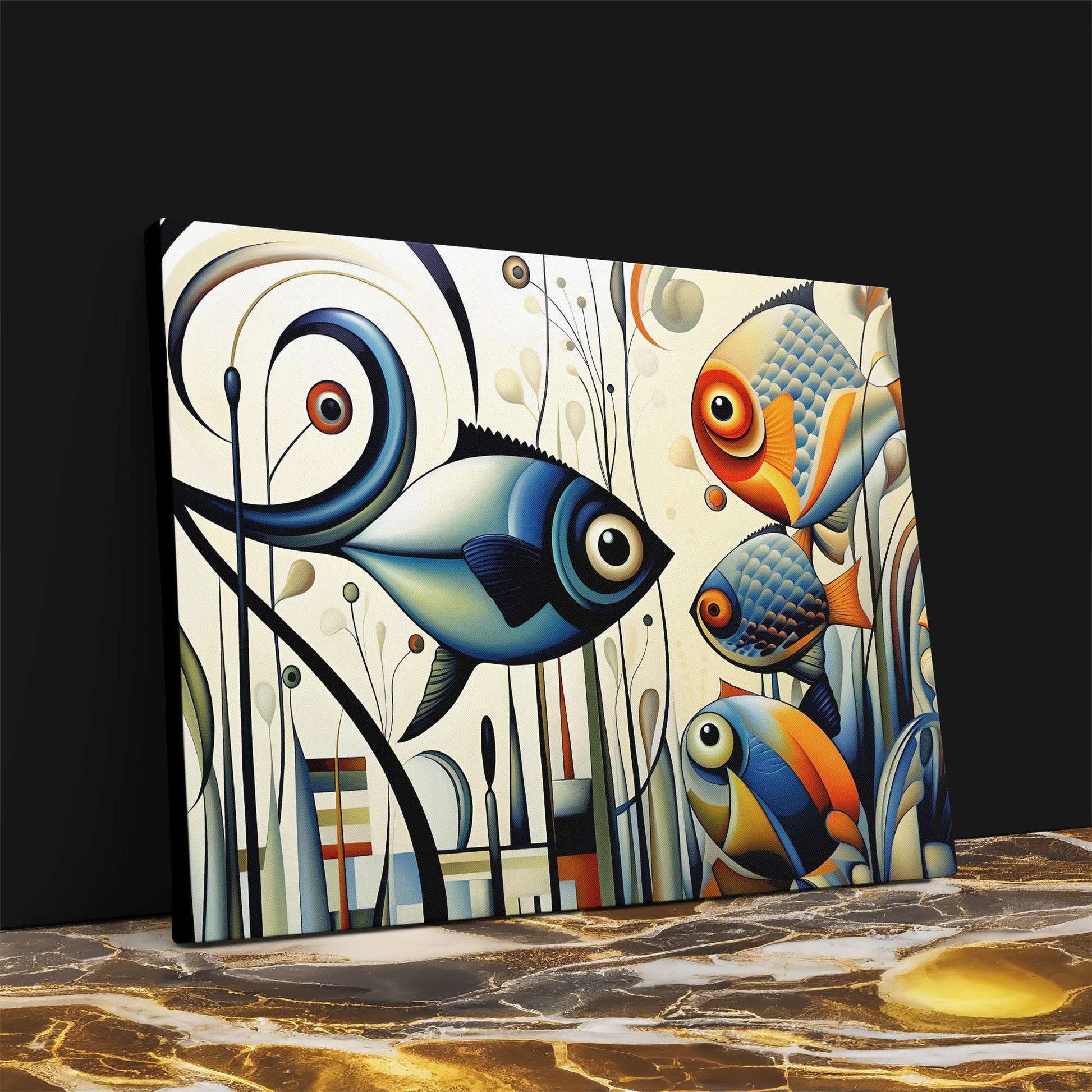 Fish Friends - Blue Horizontal Canvas Print