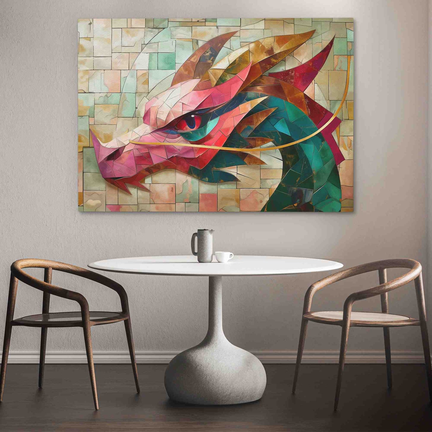 Flame's Fable - Fantasy Wall Art in Black Frame