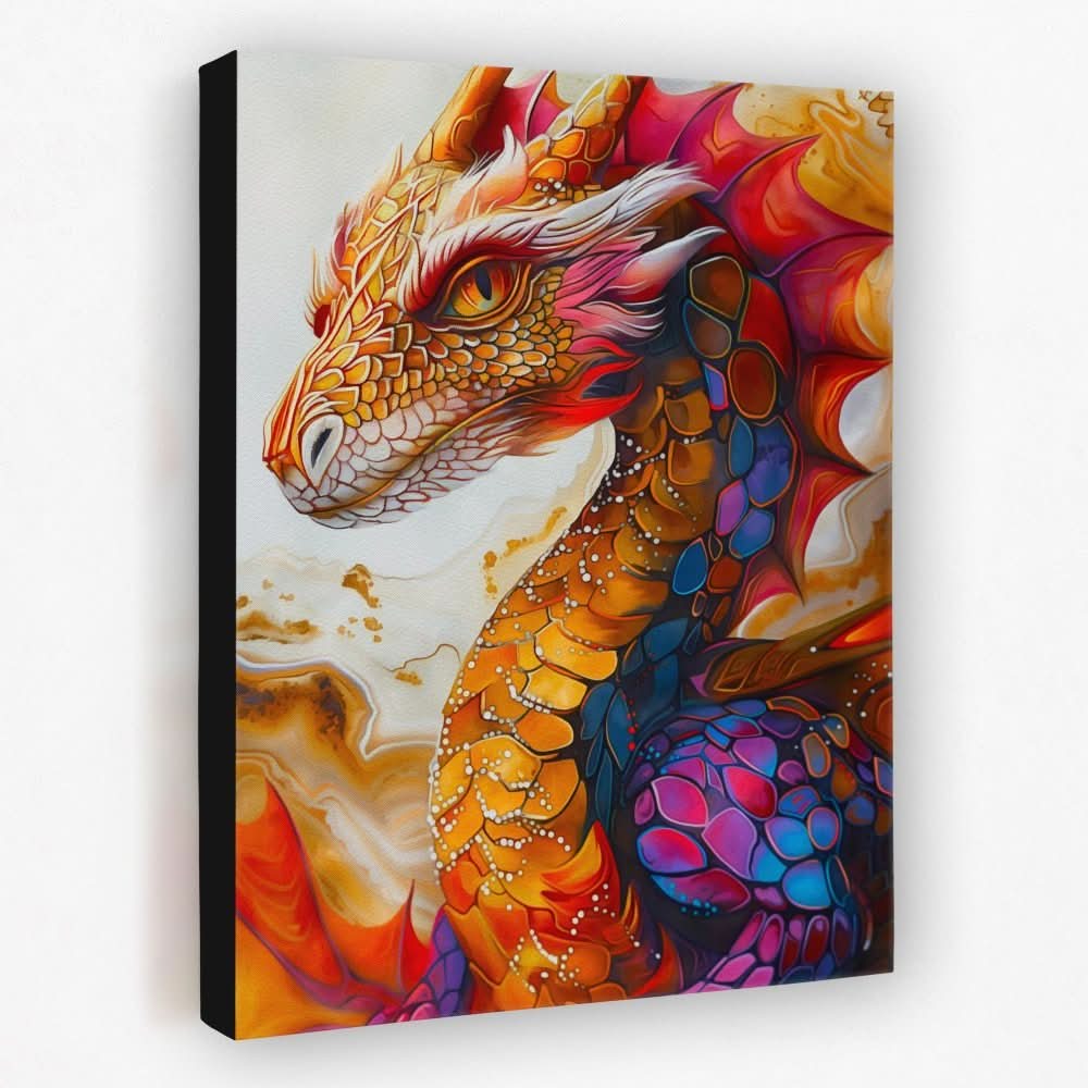 Flaming Dragon - Dragon Canvas Wall Art
