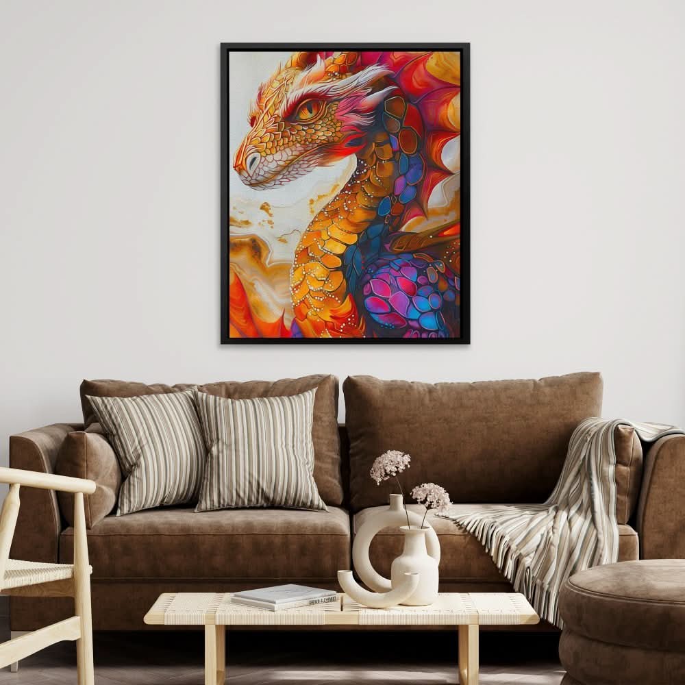 Flaming Dragon - Large Fantasy Canvas Print