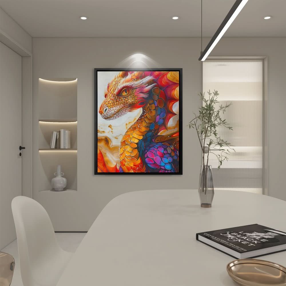 Flaming Dragon - Orange Wall Art