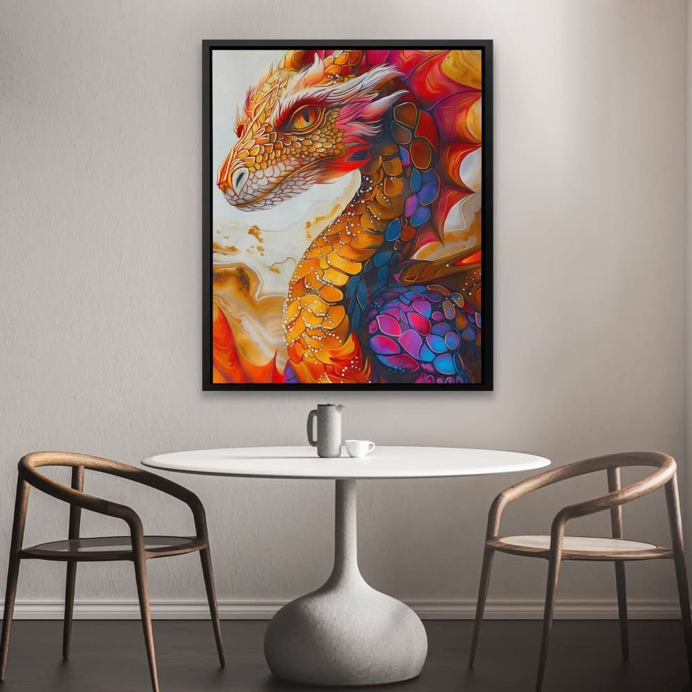 Flaming Dragon - Orange Man Cave Canvas Print