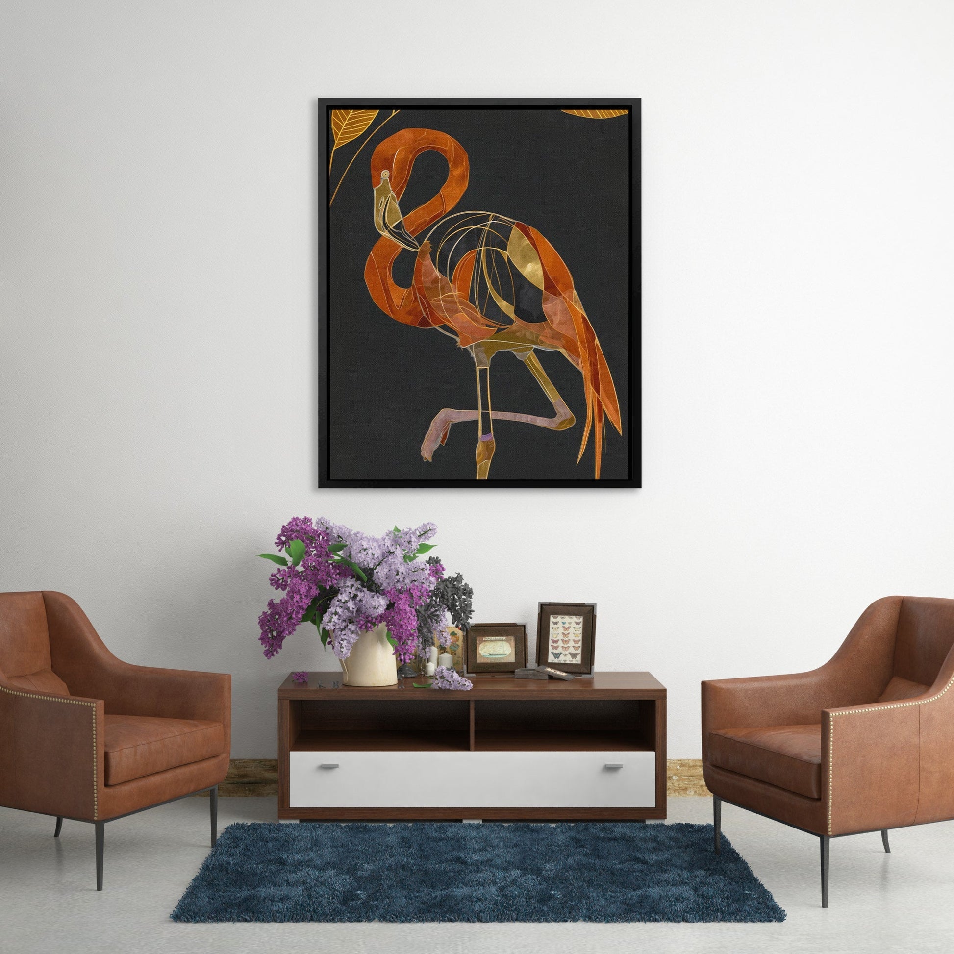 Flamingo Amber Elegance - Luxury Wall Art