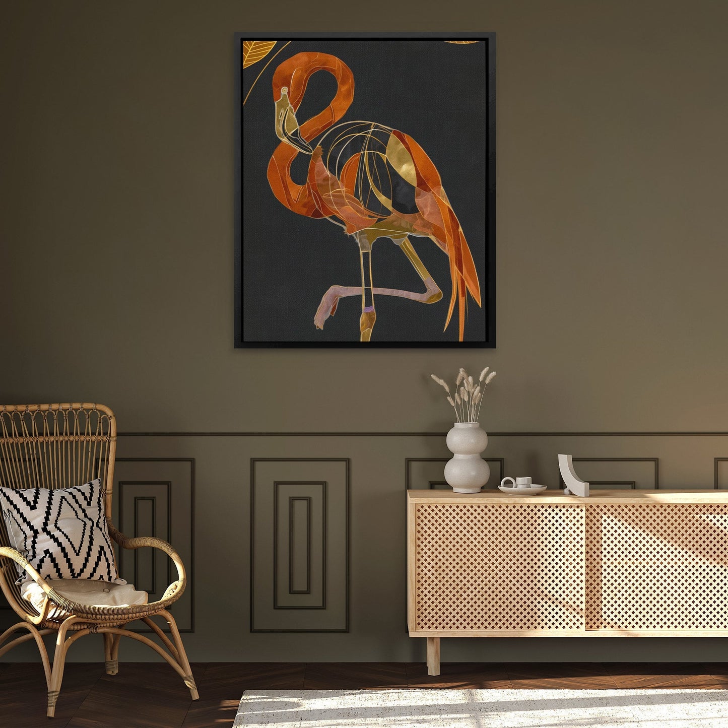 Flamingo Amber Elegance - Luxury Wall Art
