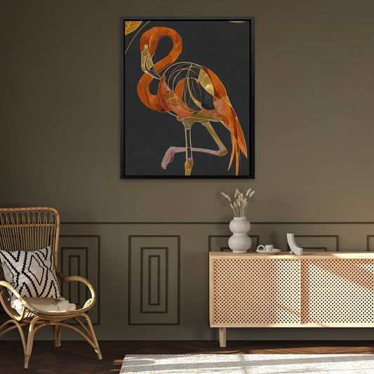 Flamingo Amber Elegance - Luxury Wall Art
