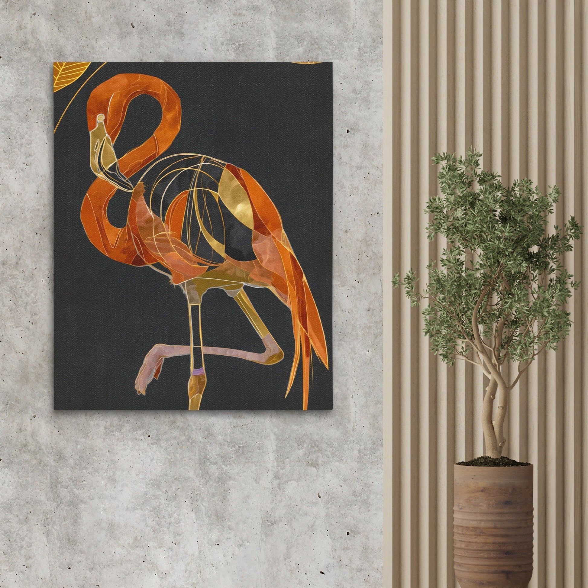 Flamingo Amber Elegance - Luxury Wall Art