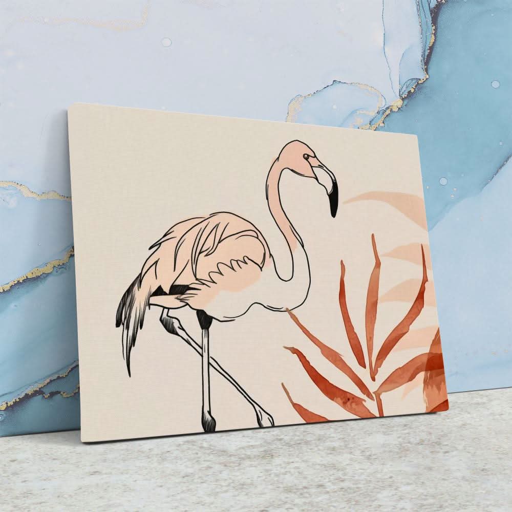 Flamingo Doodle - Abstract Wall Art in Black Frame